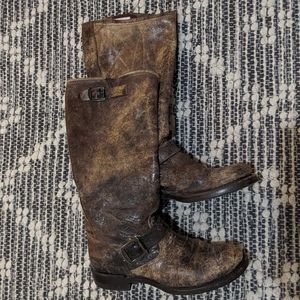 Frye distressed leather tall boots
